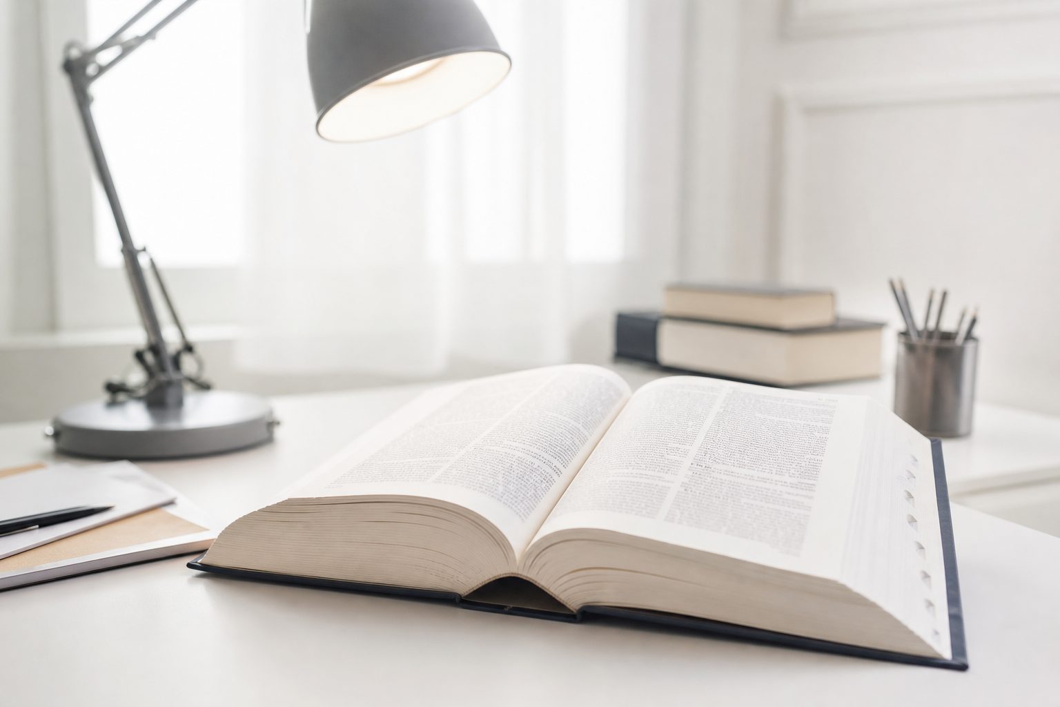 Una foglia d'acero bruna posata sulle pagine di un libro aperto su un tavolo.